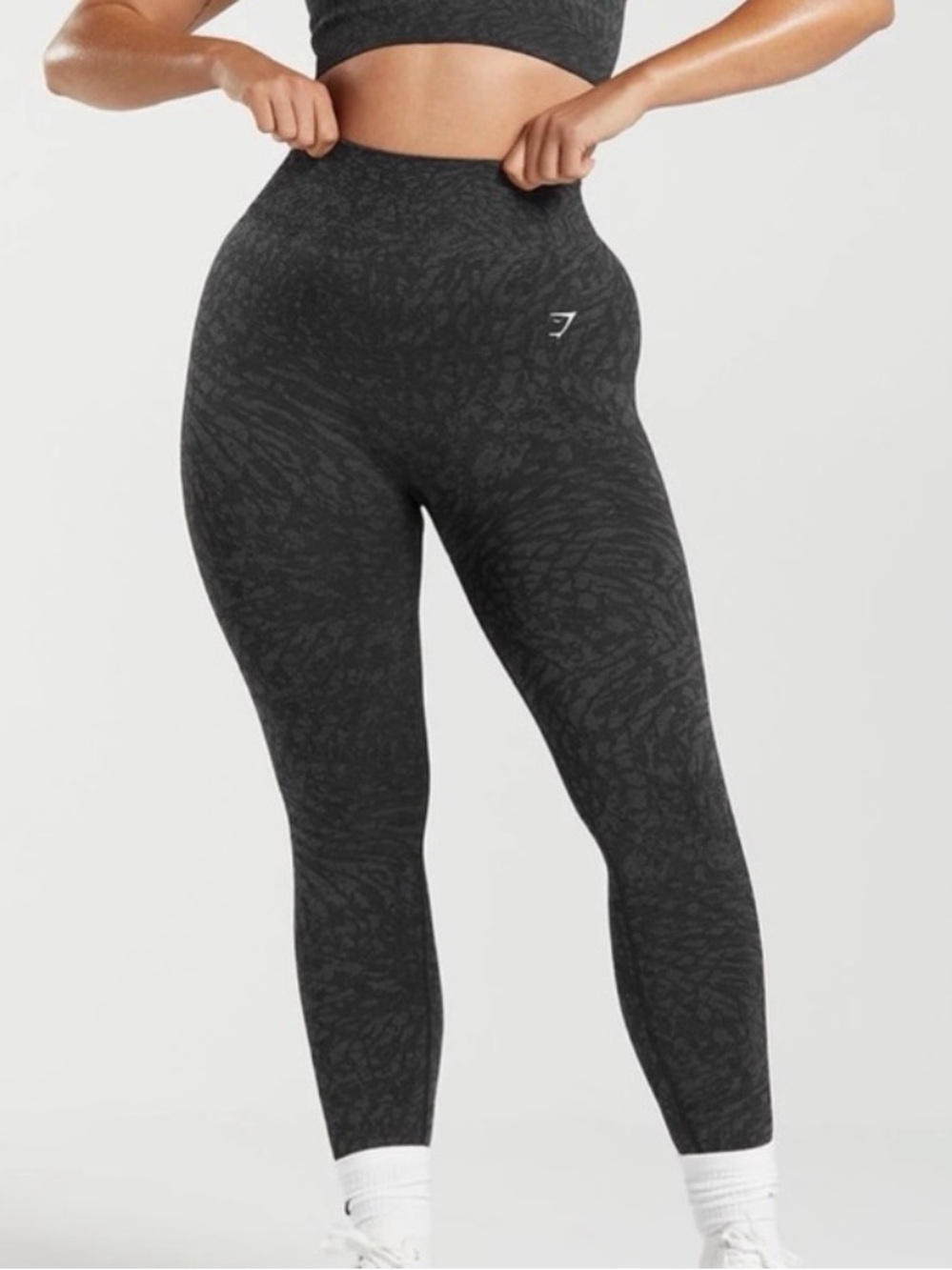 Gymshark Charcoal High-Waist Seamless Adapt Animal Seamless Leggings Size Large